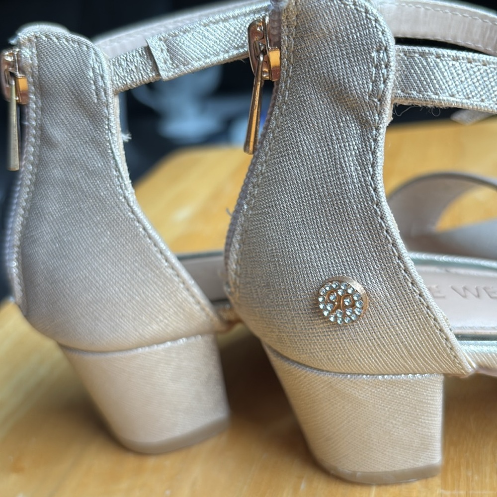 KIDS Nine West Elizabeth Shimmer gold dress shoes - Picture 8 of 11
